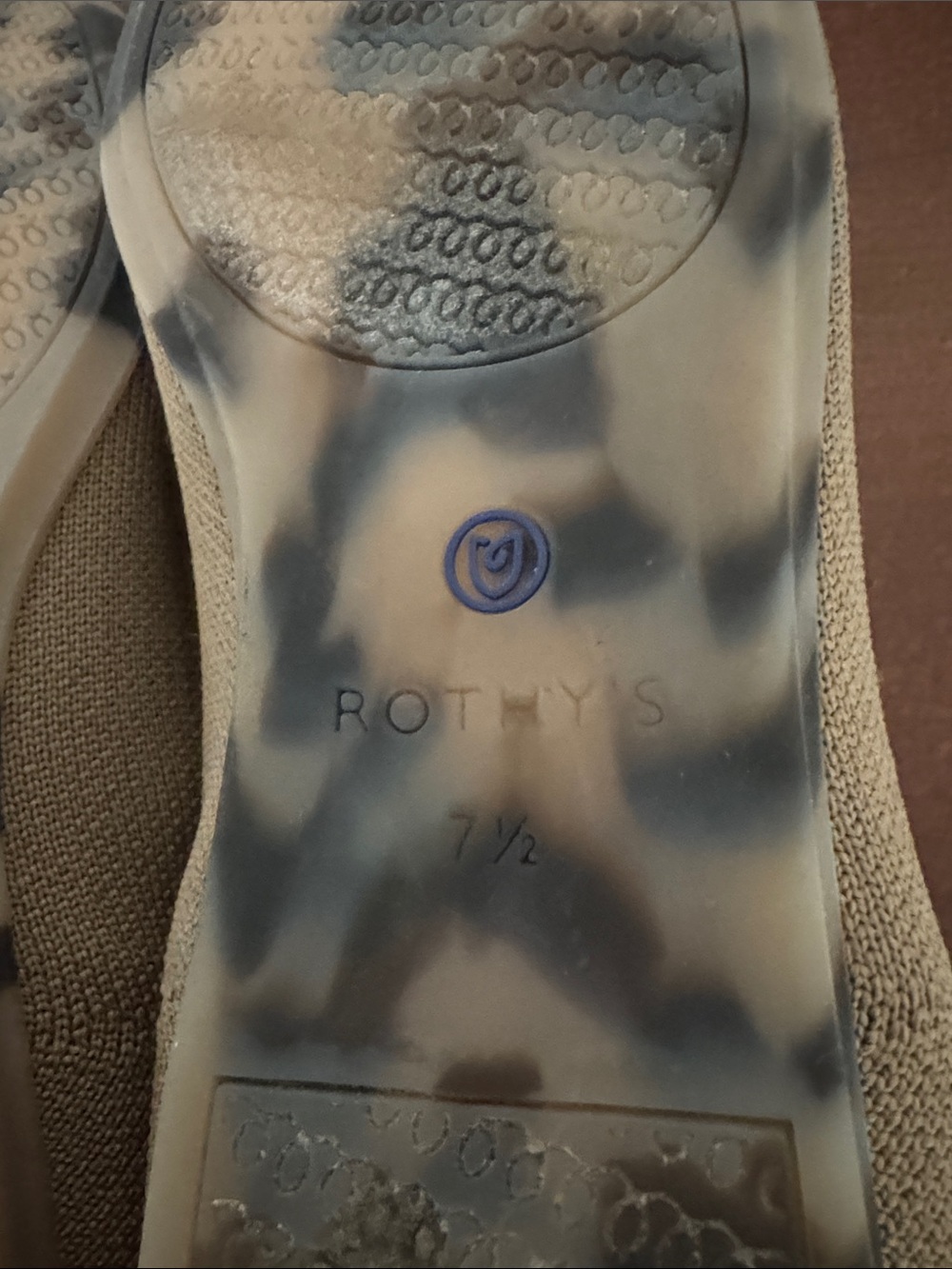 Rothy's Portobello Taupe Riund Flats with Blue Trim - Picture 4 of 6